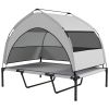 Elevated Dog Bed with Removable Canopy, Portable Outside Raised Pet Cot with Cooling Pad, Storage Bag, 42" x 30" x 37"