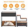 Pet Step Window Perch,Bunk Beds Window Perch for Dogs Bedside Lounge Elevated Dog Bed Multi-Level Platform with sponge, Non-Slip Pad and Storage