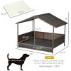Rattan Outdoor Dog Bed with Canopy Soft Cushion Removable Cover Medium Large Dogs Cream White