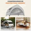 Elevated Dog Bed with Removable Canopy, Portable Outside Raised Pet Cot with Cooling Pad, Storage Bag, 42" x 30" x 37"