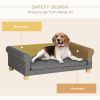 Medium Large Dog Couch Bed, Pet Sofa with Removable Seat Cushion and Elevated Base, Dark Gray