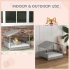 Wicker Dog House Outdoor Canopy Rattan Bed Water-resistant Cushion Cream White