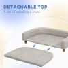 PawHut Dog Sofa Couch, Pet Bed with Comfortable Luxury Cushion, Washable Cover, Wooden Legs, Anti-slip Mat for Large Dogs, Cats, Kittens, Gray