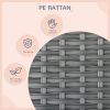 Wicker Dog House Outdoor Canopy Rattan Bed Water-resistant Cushion Gray