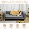 Medium Large Dog Couch Bed, Pet Sofa with Removable Seat Cushion and Elevated Base, Dark Gray