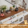 63'' Large Dog Crate Furniture for Double Dog, Wooden Dog Kennel with 2 Drawers,Divider and Sliding Door