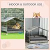 Elevated Wicker Dog House Indoor Outdoor Raised Rattan Bed Charcoal Grey Removable Cushion
