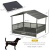 Rattan Outdoor Dog Bed with Canopy Soft Cushion Removable Cover Medium Large Dogs Gray