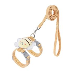 Small Cat/dog Harness Wing Shaped Decorative Walking Vest Traction Rope Set (Option: Yellow-S)