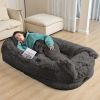 Human Dog Bed, 71"x45"x12" Size Fits You and Pets, Non-removeable Cover, Washable Faux Fur Dog Bed for People Doze Off, Napping Orthopedic Dog Bed