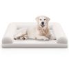Egg-Foam Dog Crate Bed with 3-Side Bolster and Removable Washable Bed Cover